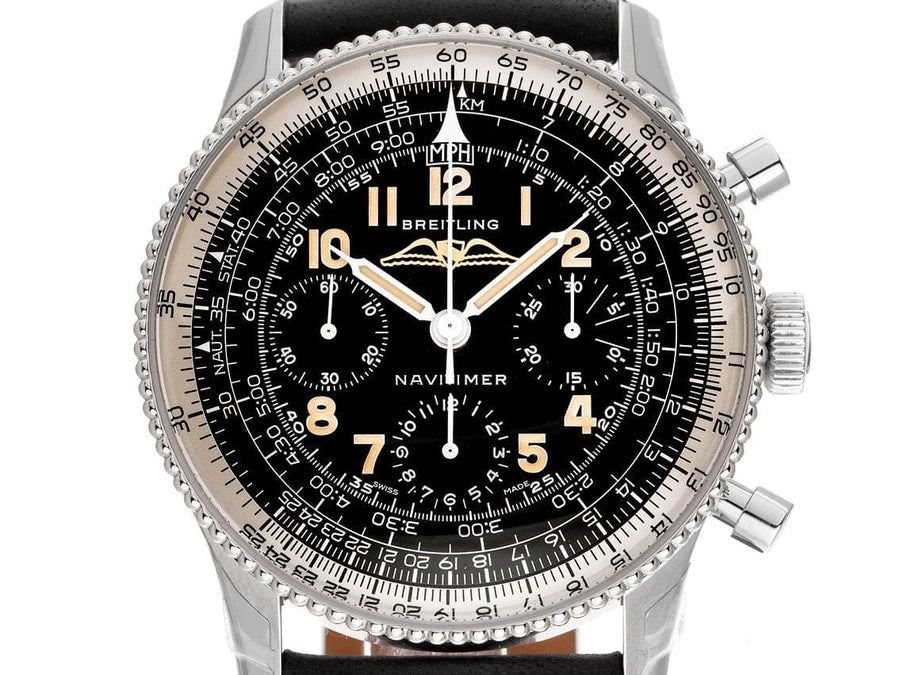 Breitling Navitimer Ref. 806 1959 Re-Edition Black Dial Brown Leather Strap Watch for Men - AB0910371B1X1