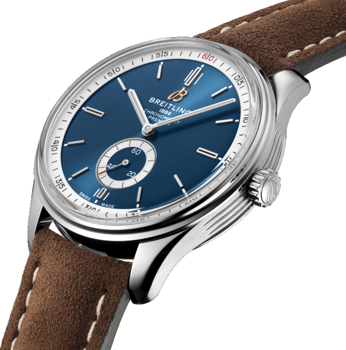 Breitling Premier Automatic 40mm Blue Dial Brown Leather Strap Mens Watch - A37340351C1X2