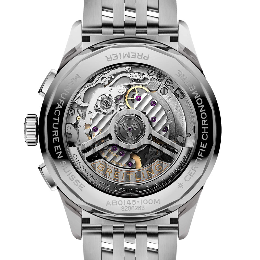Breitling Premier B01 Chronograph 42 Green Dial Silver Steel Strap Watch for Men - AB0145371L1A1