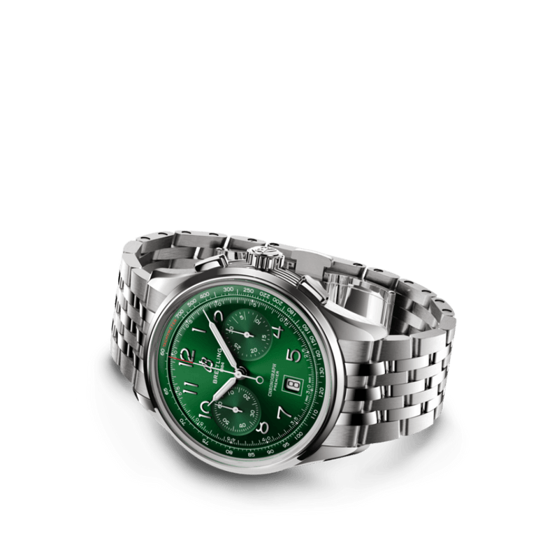 Breitling Premier B01 Chronograph 42 Green Dial Silver Steel Strap Watch for Men - AB0145371L1A1