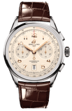 Breitling Premier B01 Chronograph 42 White Dial Brown Leather Strap Watch for Men - AB0145211G1P1