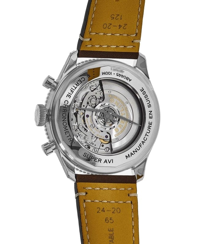 Breitling Super Avi B04 Chronograph GMT 46 Curtiss Warhawk Green Dial Brown Leather Strap Watch for Men - AB04452A1L1X1