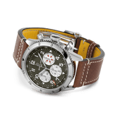 Breitling Super Avi B04 Chronograph GMT 46 Curtiss Warhawk Green Dial Brown Leather Strap Watch for Men - AB04452A1L1X1