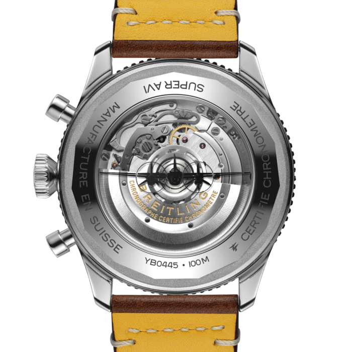 Breitling Super Avi B04 Chronograph GMT 46 Mosquito Black Dial Brown Leather Strap Watch for Men - YB04451A1B1X1