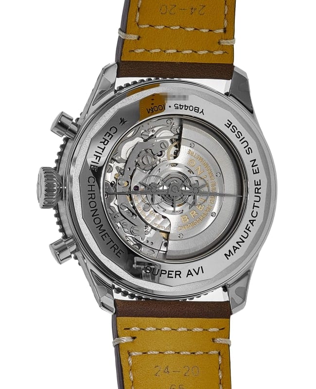 Breitling Super Avi B04 Chronograph GMT 46 Mosquito Black Dial Brown Leather Strap Watch for Men - YB04451A1B1X1