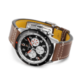 Breitling Super Avi B04 Chronograph GMT 46 Mosquito Black Dial Brown Leather Strap Watch for Men - YB04451A1B1X1