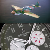 Breitling Super Avi B04 Chronograph GMT 46 Curtiss Warhawk Green Dial Brown Leather Strap Watch for Men - AB04452A1L1X1