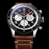 Breitling Super Avi B04 Chronograph GMT 46 Mosquito Black Dial Brown Leather Strap Watch for Men - YB04451A1B1X1