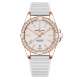 Breitling Super Chronomat Automatic 38 Origins Diamonds White Dial White Rubber Strap Watch for Women - R17356531G1S1