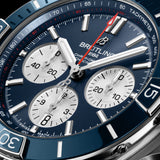 Breitling Super Chronomat B01 44 Blue Dial Blue Rubber Strap Watch for Men - AB0136161C1S1