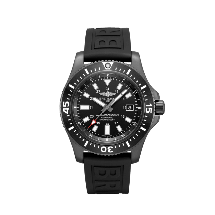 Breitling Superocean 44mm Special Volcano Black Dial Black Rubber Strap Watch for Men - M17393131B1S1
