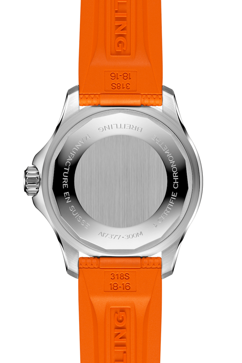 Breitling Superocean Automatic 36 Orange Dial Orange Rubber Strap Watch for Men - A17377211O1S1