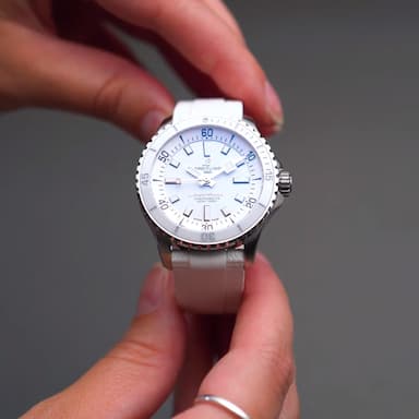 Breitling Superocean Automatic 36 White Dial White Rubber Strap Watch for Men - A17377211A1S1