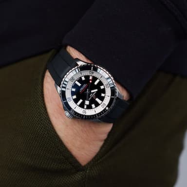 Breitling Superocean Automatic 42 Black Dial Black Rubber Strap Watch for Men - A17375211B1S1