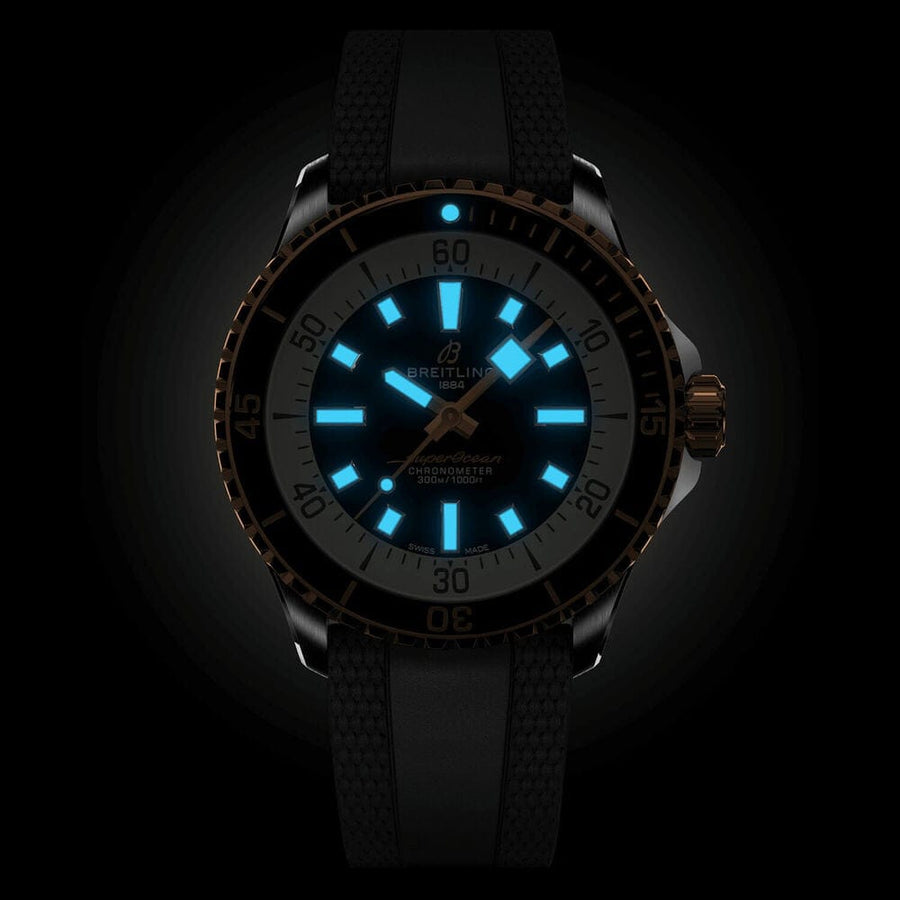 Breitling Superocean Automatic 42 Black Dial Black Rubber Strap Watch for Men - U17375211B1S1