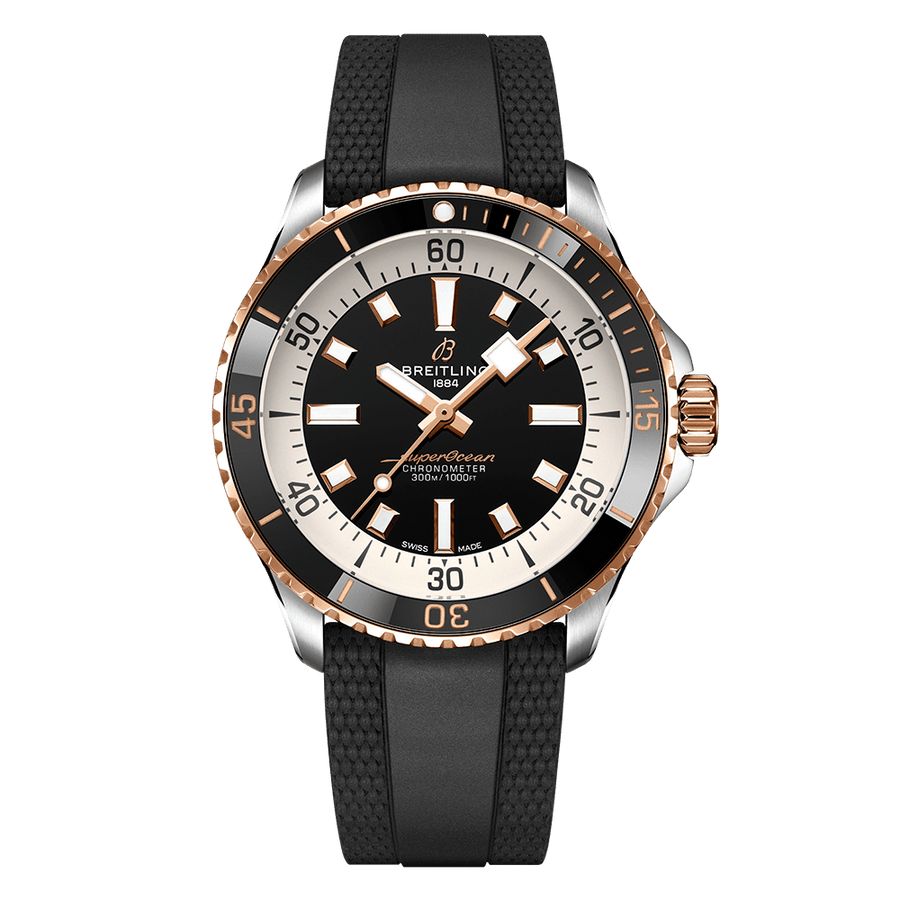 Breitling Superocean Automatic 42 Black Dial Black Rubber Strap Watch for Men - U17375211B1S1