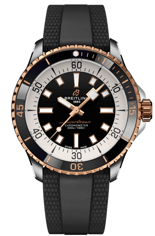 Breitling Superocean Automatic 42 Black Dial Black Rubber Strap Watch for Men - U17375211B1S1