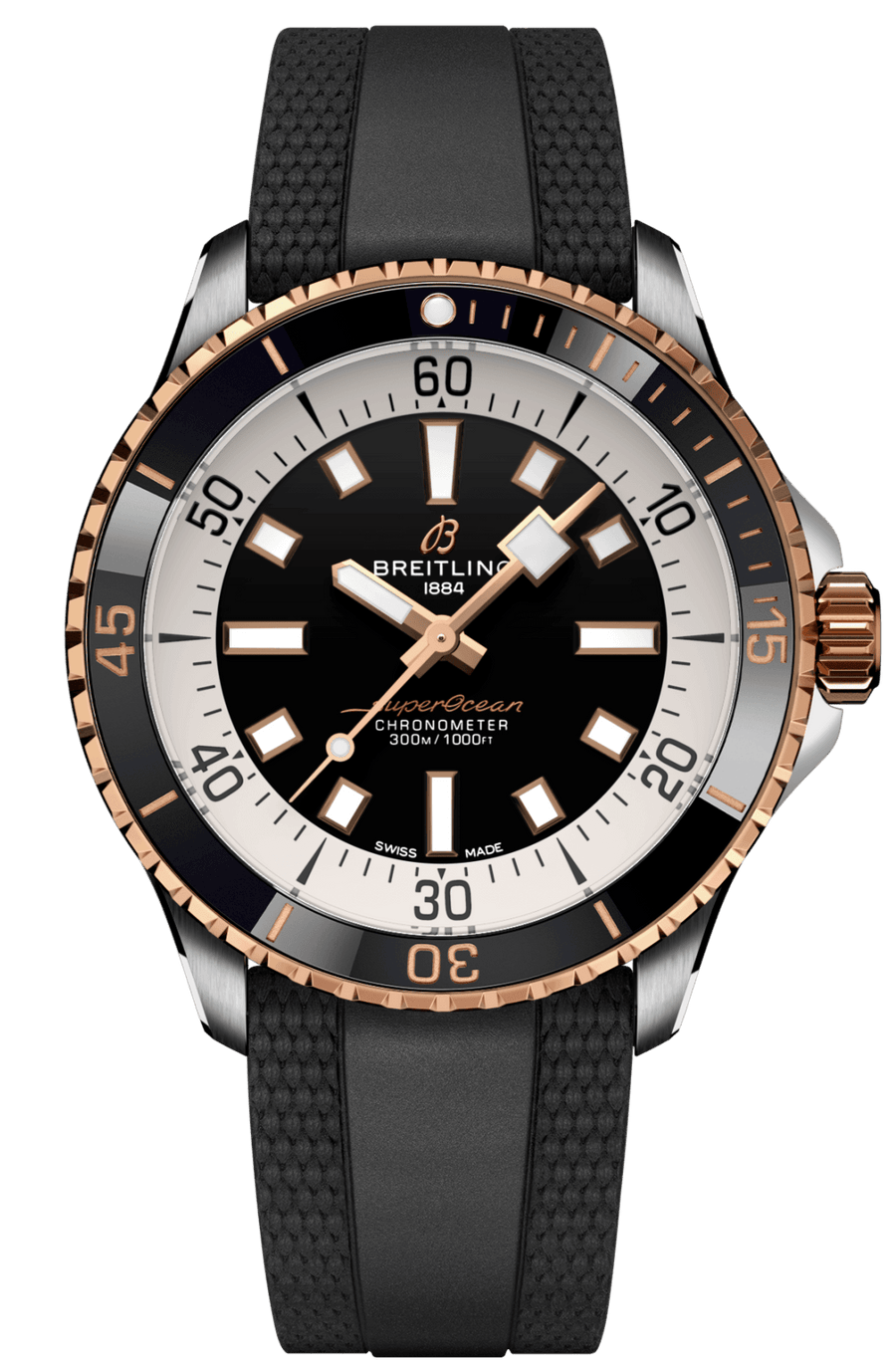 Breitling Superocean Automatic 42 Black Dial Black Rubber Strap Watch for Men - U17375211B1S1