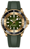 Breitling Superocean Automatic 42 Green Dial Green Rubber Strap Watch for Men - N17375201L1S1