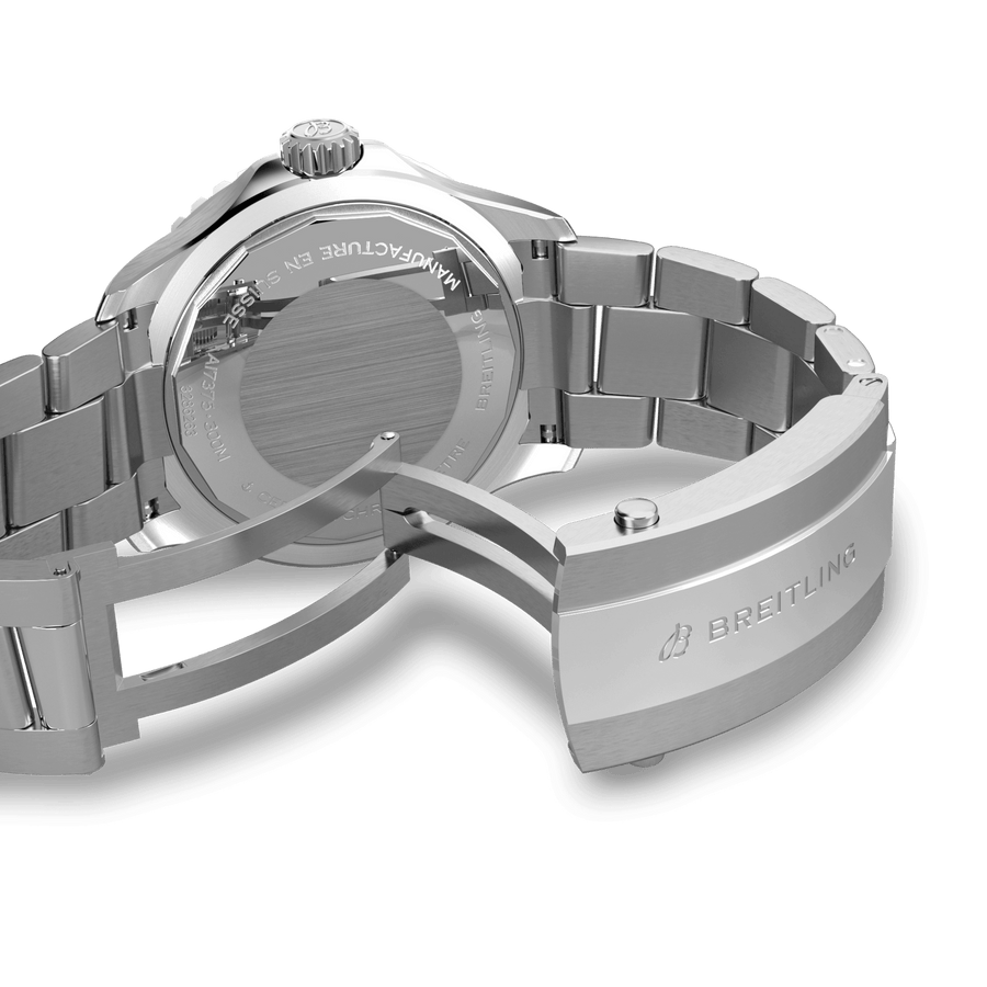 Breitling Superocean Automatic 42 White Dial Green Silver Steel Strap Watch for Men - A17375E71G1A1