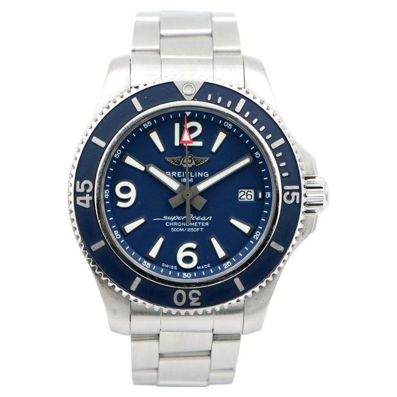 Breitling Superocean Automatic 42mm Blue Dial Silver Steel Strap Watch for Men - A17366D81C1A1