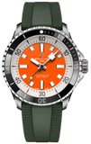 Breitling Superocean Automatic 42mm Kelly Slater Limited Edition Orange Dial Green Rubber Strap Watch for Men - A173751A101S1