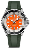 Breitling Superocean Automatic 42mm Kelly Slater Limited Edition Orange Dial Green Rubber Strap Watch for Men - A173751A101S1