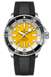 Breitling Superocean Automatic 42mm Yellow Dial Black Rubber Strap Watch for Men - A17375211/1S1