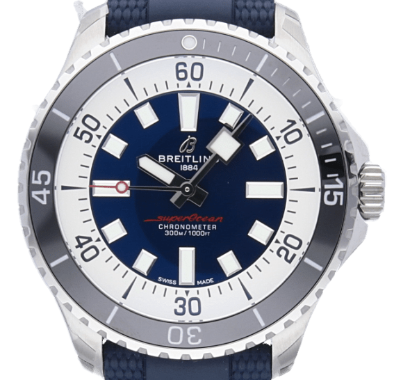 Breitling Superocean Automatic 44 Blue Dial Blue Rubber Strap Watch for Men - A17376211C1S1