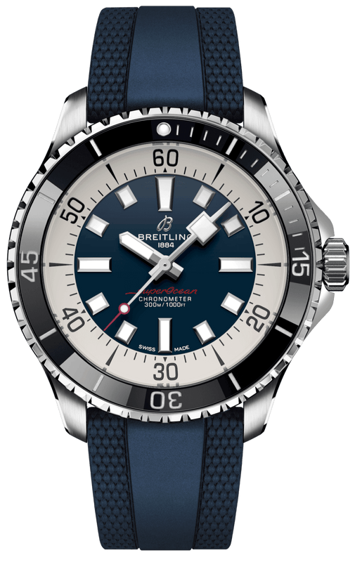 Breitling Superocean Automatic 44 Blue Dial Blue Rubber Strap Watch for Men - A17376211C1S1