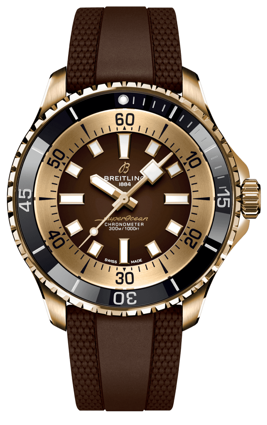 Breitling Superocean Automatic 44 Brown Dial Brown Rubber Strap Watch for Men - N17376201Q1S1