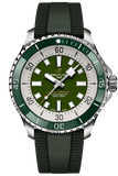 Breitling Superocean Automatic 44 Green Dial Green Rubber Strap Watch for Men - A17376A31L1S1