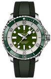Breitling Superocean Automatic 44 Green Dial Green Rubber Strap Watch for Men - A17376A31L1S1