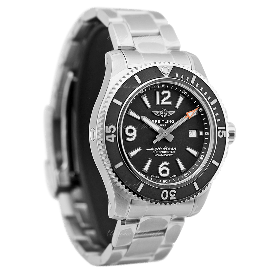 Breitling Superocean Automatic 44mm Black Dial Silver Steel Strap Watch for Men - A17367D71B1A1