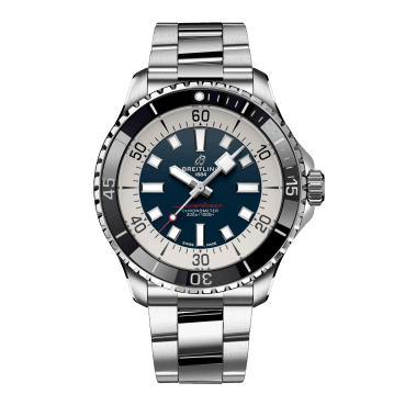 Breitling Superocean Automatic 44mm Blue Dial Silver Steel Strap Watch for Men - A17376211C1A1
