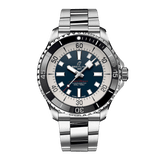 Breitling Superocean Automatic 44mm Blue Dial Silver Steel Strap Watch for Men - A17376211C1A1