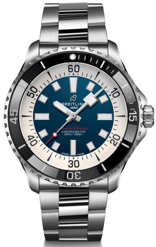 Breitling Superocean Automatic 44mm Blue Dial Silver Steel Strap Watch for Men - A17376211C1A1