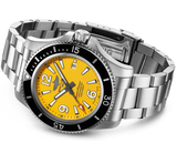 Breitling Superocean Automatic 44mm Yellow Dial Silver Steel Strap Watch for Men - A17375211/1A1