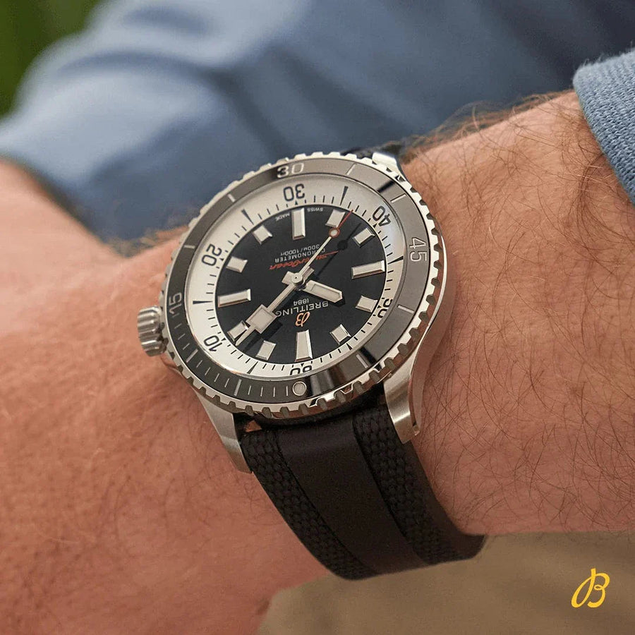 Breitling Superocean Automatic 46 Black Dial Black Rubber Strap Watch for Men - A17378211B1S1