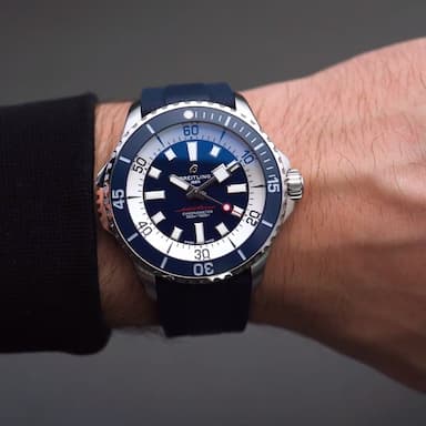 Breitling Superocean Automatic 46 Blue Dial Blue Rubber Strap Watch for Men - A17378E71C1S1