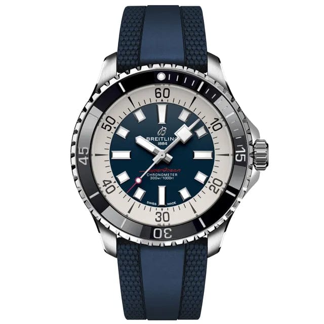 Breitling Superocean Automatic 46 Blue Dial Blue Rubber Strap Watch for Men - A17378E71C1S1