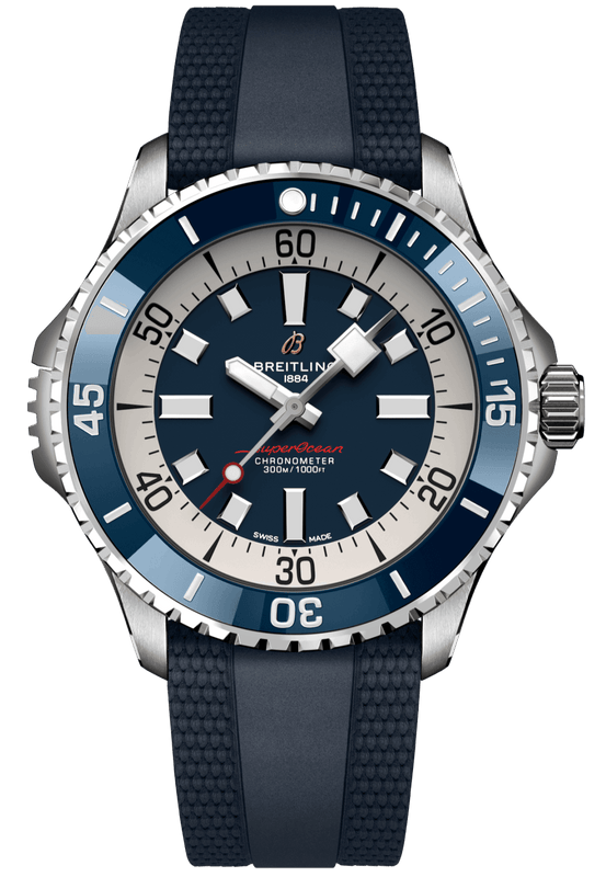 Breitling Superocean Automatic 46 Blue Dial Blue Rubber Strap Watch for Men - A17378E71C1S1