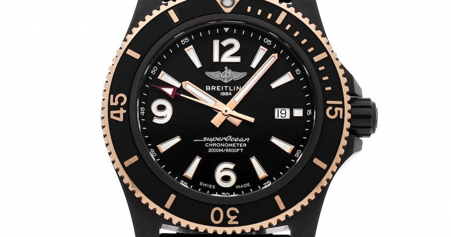 Breitling Superocean Automatic 46mm Black Dial Black Rubber Strap Watch for Men - U17368221B1S1