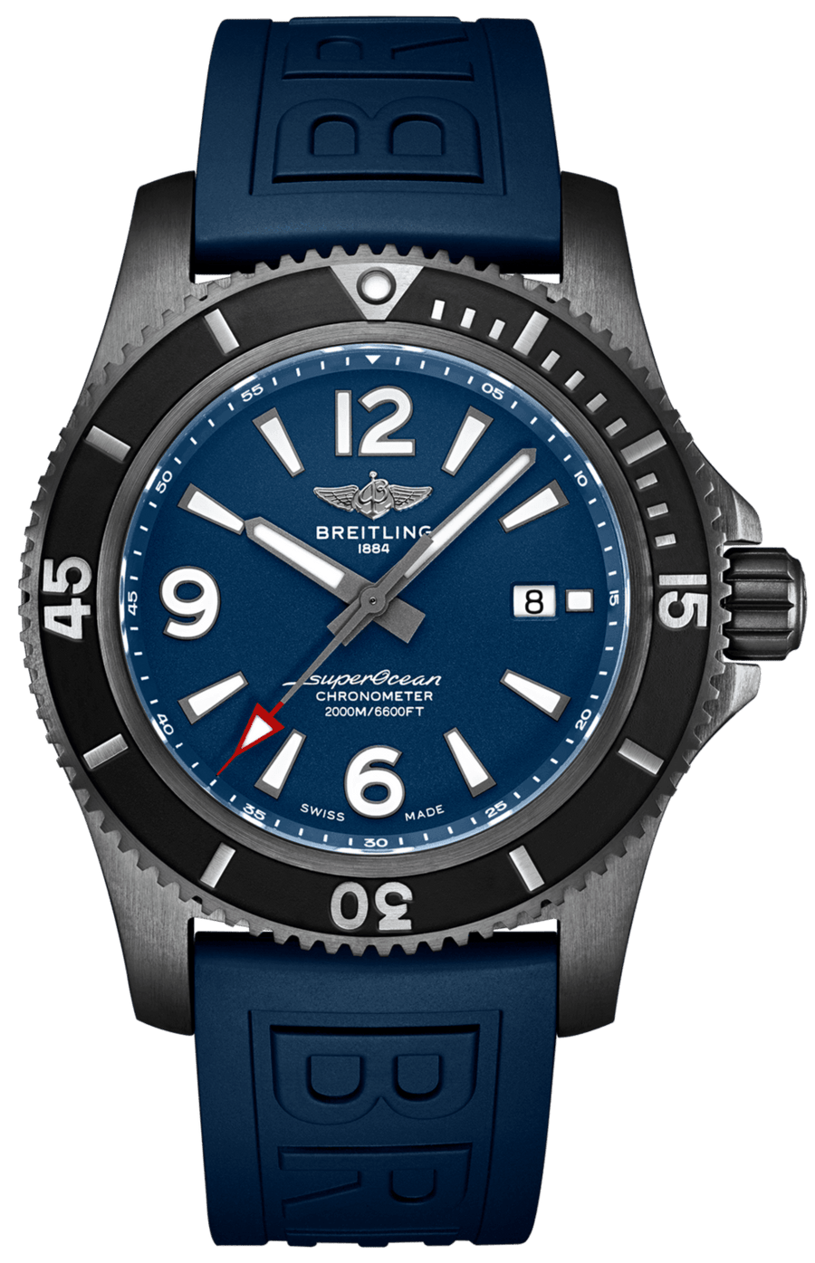 Breitling Superocean Automatic 46mm Blue Dial Blue Rubber Strap Watch for Men - M17368D71C1S1
