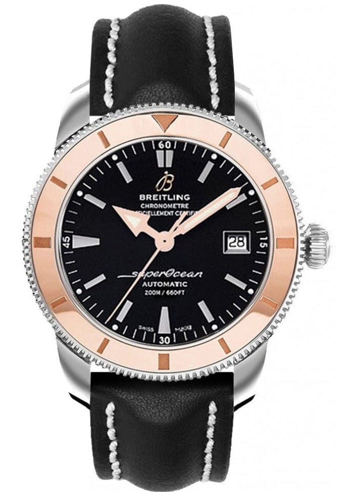 Breitling Superocean Heritage 42mm Black Dial Black Leather Men's Watch - U1732112-B