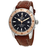 Breitling Superocean Heritage 42mm Rose Gold Chronometer Black Dial Brown Leather Strap Mens Watch - U1732112