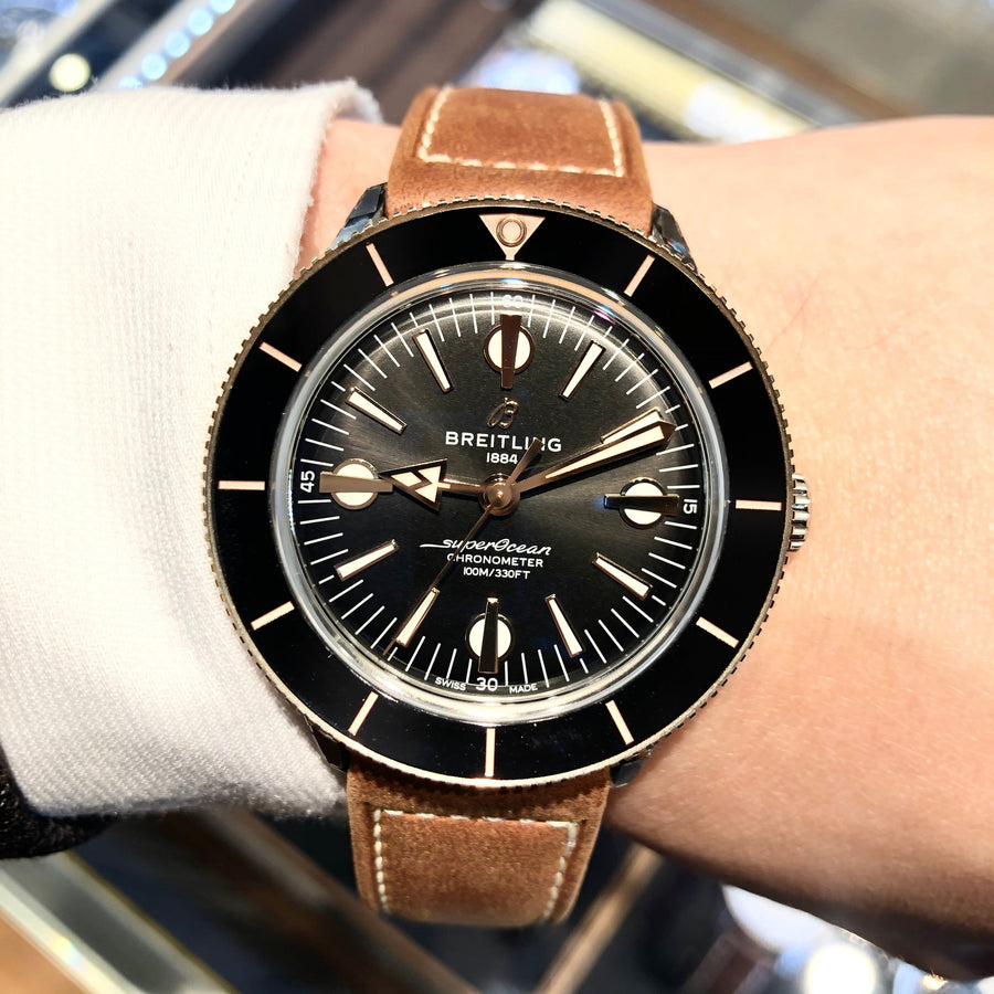 Breitling Superocean Heritage '57 Black Dial Brown Leather Strap Watch for Men - U10370121B1X1