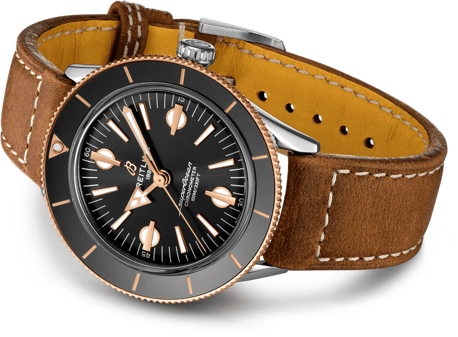 Breitling Superocean Heritage '57 Black Dial Brown Leather Strap Watch for Men - U10370121B1X1