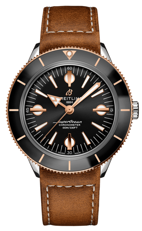 Breitling Superocean Heritage '57 Black Dial Brown Leather Strap Watch for Men - U10370121B1X1