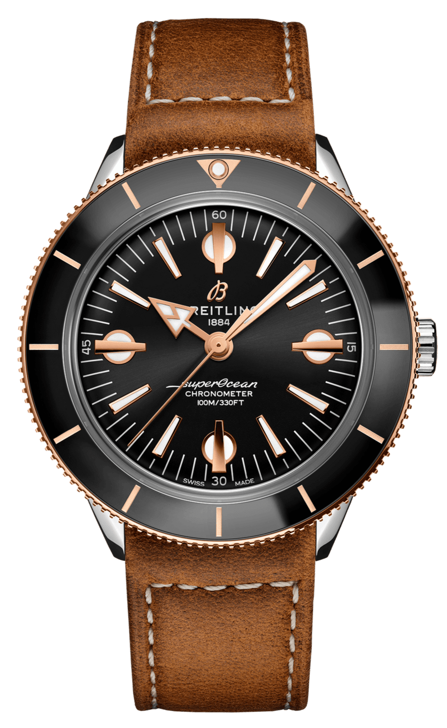 Breitling Superocean Heritage '57 Black Dial Brown Leather Strap Watch for Men - U10370121B1X1